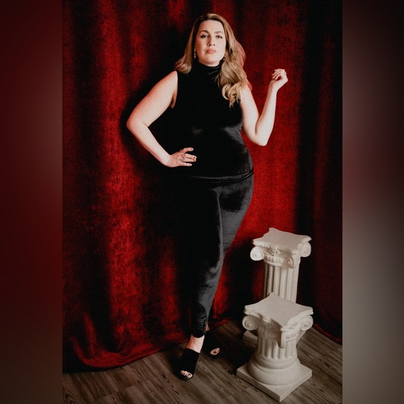 byVinnik Pants - Be a diva! Luxe black velvet two piece pantsuit.